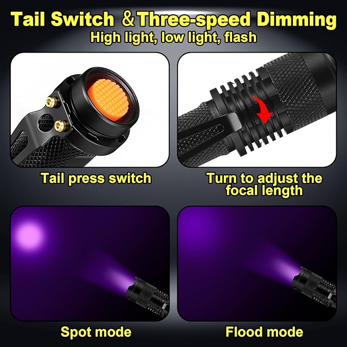 Air Conditioner Leak Detector Tool AC Leak Automotive Kit UV Light Oil Dye Detection with Protective Glasses for Dog/Cat Urine, Dry Stains, Bed Bug, Resin Curing(Sk68)