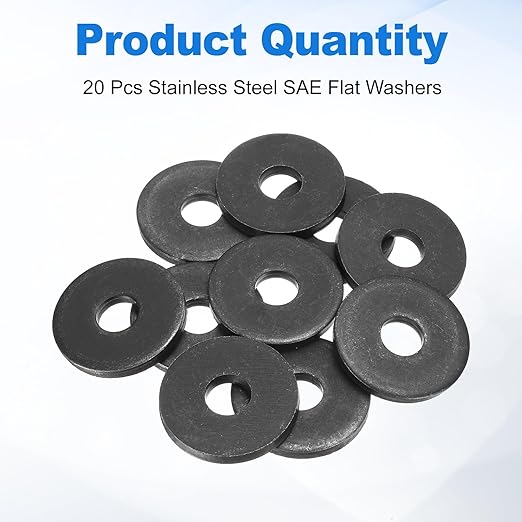 uxcell 10Pcs M12 Fender Washers, Carbon Steel Flat Washer 40mm OD, 5mm Thickness, Metal Gasket for Screws and Bolts, Black Oxide