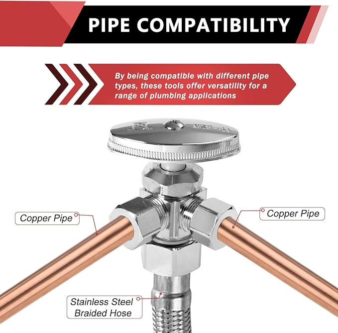 (Pack of 5) EFIELD Dual Compression Outlet Angle Stop Valve, Multi-Turn, 1/2" NOM (5/8" OD x 3/8" x 3/8") Chrome,(VALVE060-5PCS)