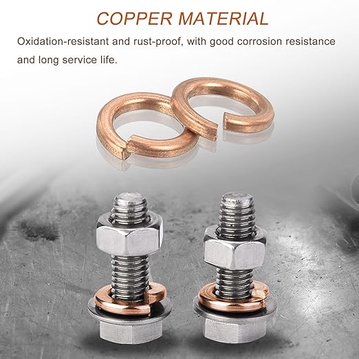 uxcell 15 Pcs Spring Lock Washer, M10 Split Lock Washer Assortment Copper Lock Washers for Screws Bolts Nuts