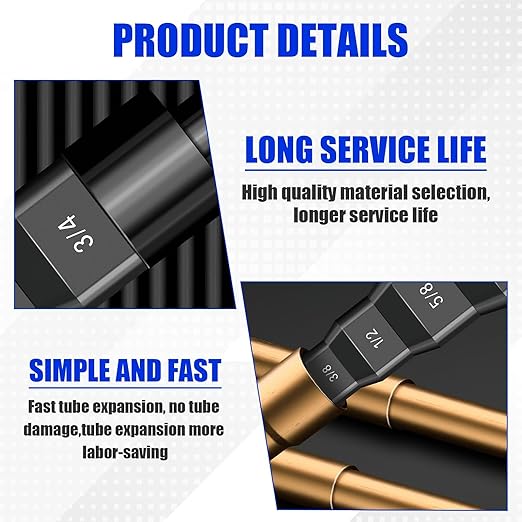 4 Sets HVAC Flaring Tools, Swaging Tube Repair 5 in 1 Air Conditioner Copper Pipe Expander Flaring Swaging Drill Set Copper Tubing Tool with 1/4", 3/8", 1/2", 5/8", 3/4" Bits, Black and Red