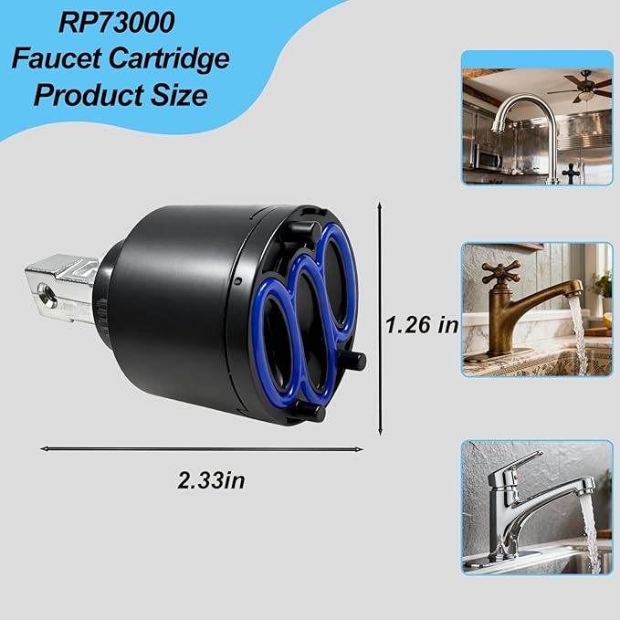 RP73000 Faucet Cartridge for Delta Kitchen/Bathroom Faucet Cartridges Parts for Delta Plumbing Replacement Part, Faucet Cartridges Valve Repair Kit, Easy DlY Installation（Screws Not Included）
