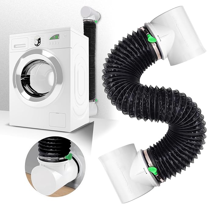 Dryer Vent Connector Kit,90 Degree Dryer Vent Elbow+10ft 6-Layer Flexible Hose & Sealing Kit for 4 Inch Dryer Duct, Dryer Adapter,Space-Saving Design for Tight Space