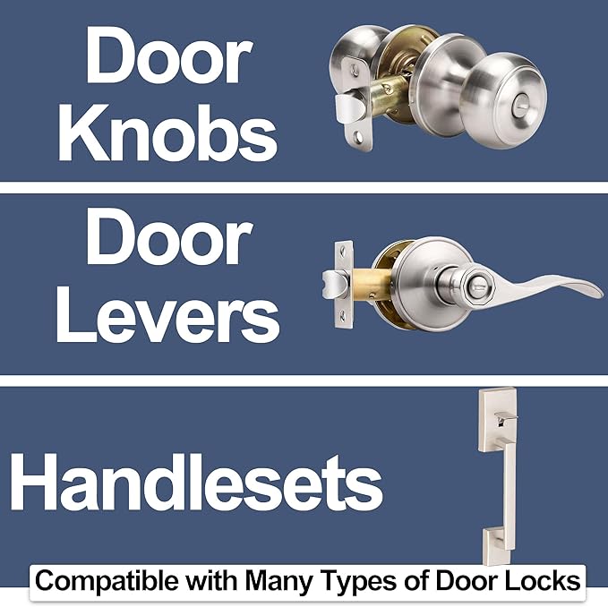 Brushed Nickel 2 Pack Door Lock Parts, Adjustable Door Latch Replacement, Silver Door Lock Replacement Parts, Door Deadlatch Mechanism