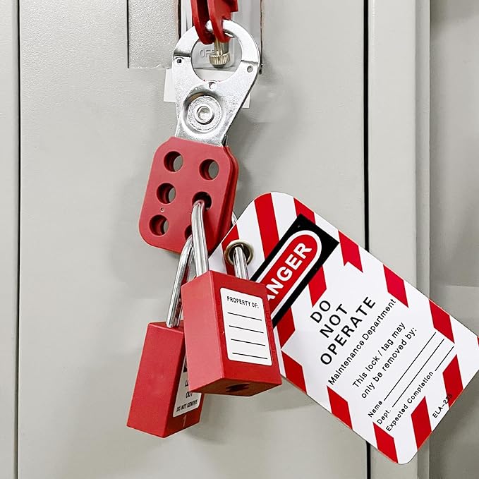 JOJOMARK Lockout Tagout Station Metal Kit with Lock Out Tag Out Loto 2 Hasps, 20 Tags, 20 Nylon Cable, 5 Locks with Number 1-5 (Orange Board kit)