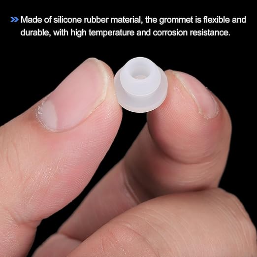 MECCANIXITY 20Pcs Snap Rubber Grommet Plug Mount Dia 6.5mm ID 4mm Narrow Groove Width 2mm Seal Anti-Scratch for Electrical Box Cable Pipes Transparent