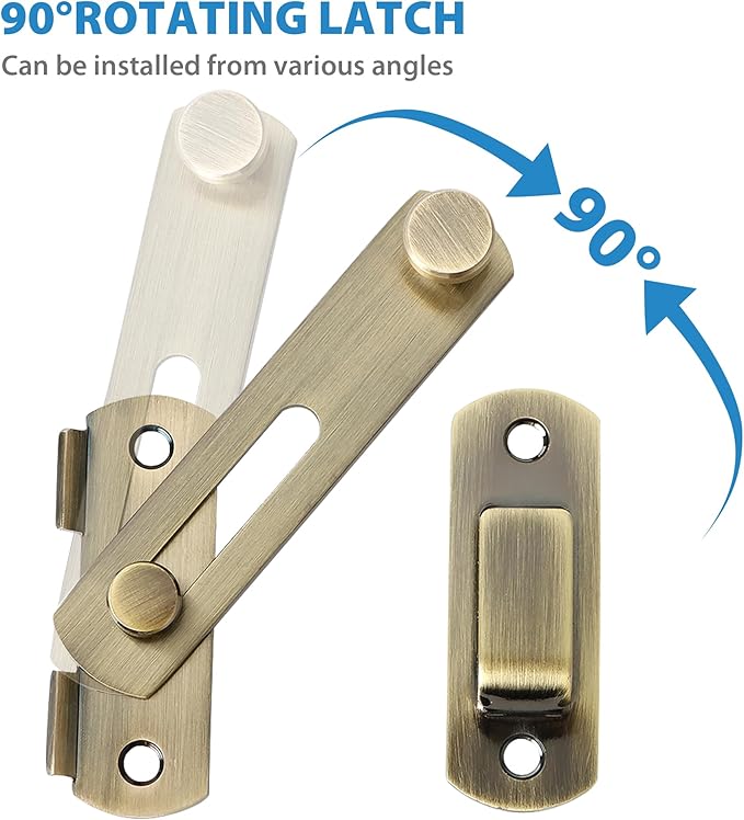 Alise 4 inch Flip Latch Gate Latches, Safety Door Lock for Barn Wood Fence Sliding French Doors,Heavy Duty SUS304 Stainless Steel Gate Hardware Bronze MS9500-Q