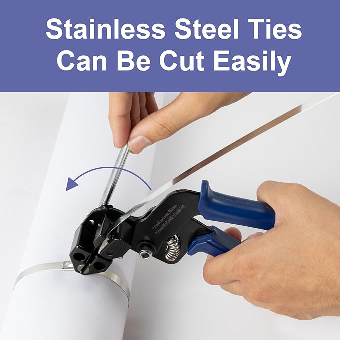 OFFO Metal Zip Ties Cutter for Stainless Steel Tie Wrap,Tensioning Installation Cutting Tool for Self-Locking Stainless Zip Ties with Free Zip Tie Release Tool, Two-handed Mode