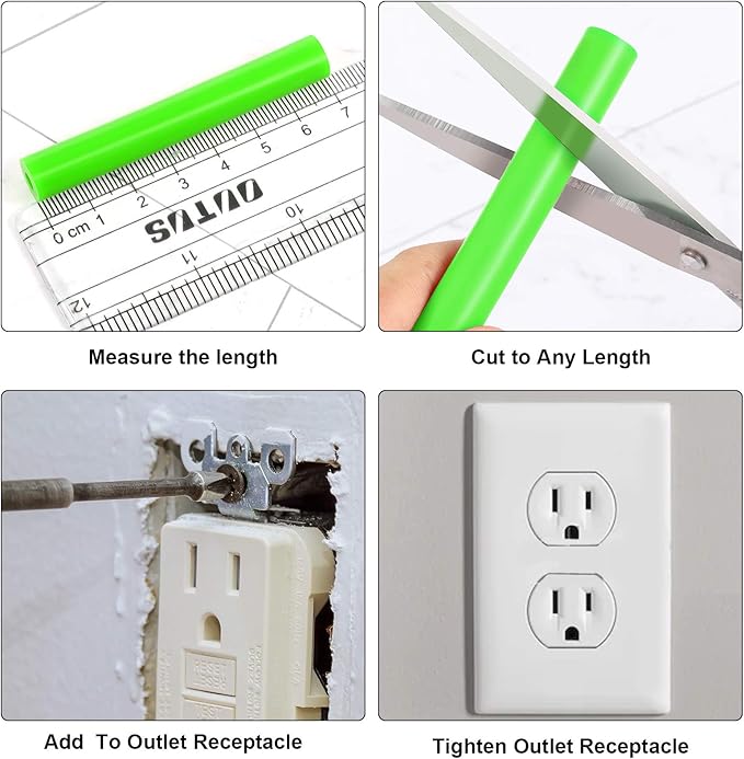 48 Pieces Electrical Outlet Spacers Extender Kit Includes 24 pcs 3 Inch Switch and 24 1-1/2 Inch 6-32 Thread Flat Head Device Mounting Extra Long Electrical Outlet Screws(Fluorescent Green)