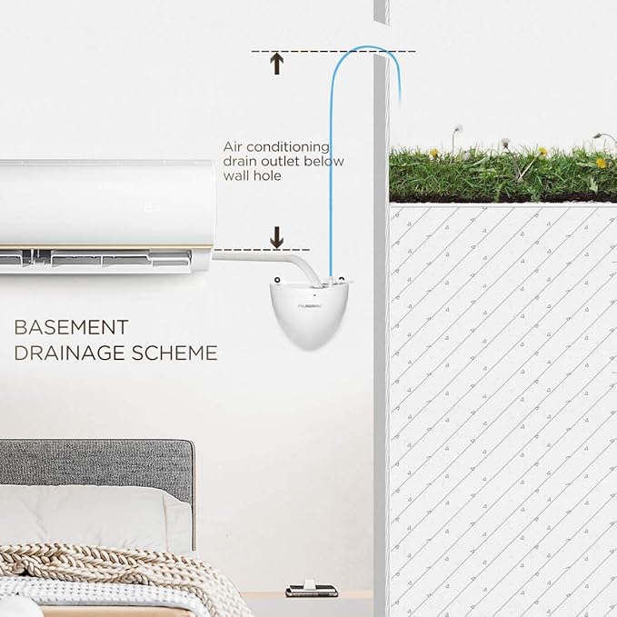FUJIWARA Condensate Mini Pump Exquisite Automatic Condensation Drain Removal Pump Wall Mounted Quiet for HVAC,Air Conditioner,Dehumidifier,Furnance,Ice Maker,Suitable for A/C 1-5HP 3700W (FUJ—40L)