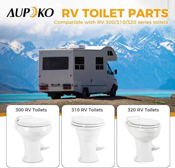 Aupoko RV Toilet Seal and 3'' Socket RV Toilet Flange Kit Compatible with 300/310/320 RV Toilets, Replace 385345892 Flange, 385311658 Flush Seal and 385311652 Base Seal, 3 in 1 Combination Seal Kit