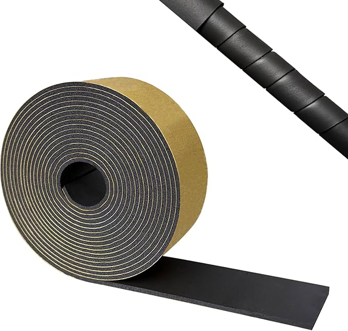 Foam Pipe Insulation Tape 2 Inch x 16.5 Feet, Self Adhesive Pipe Insulation Wrap Foam Tape 1/8 Inch Thick, AC Line Insulation Tube Cover for HVAC, Indoor and Outdoor Pipes, Protection