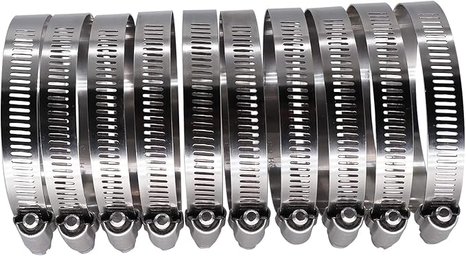 ROADFORMER 3.5" Worm Gear Hose Clamp - SAE 56 Size, Full Stainless Steel with 1/2" Band Width, Working Range 78mm - 102mm Hose Clamps, 10 Pack