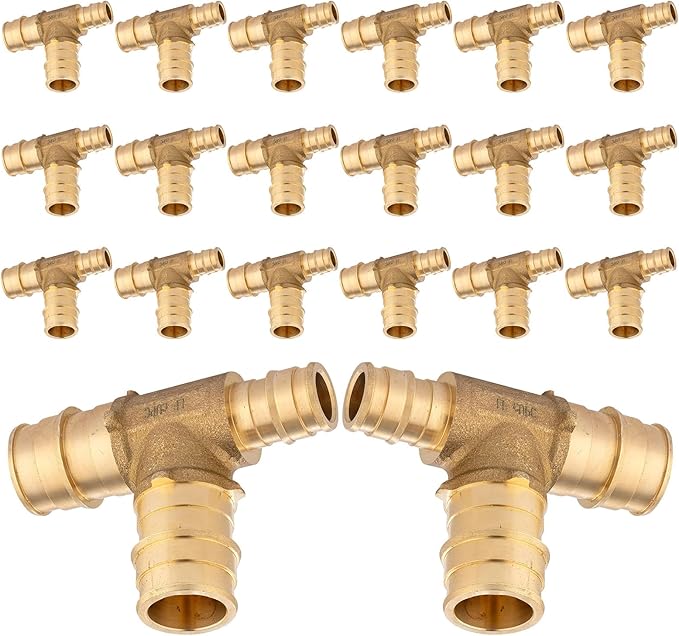 (20-Pack) Seelink 3/4" x 1/2" x 3/4" PEX-A Tee Expansion Fittings, for PEX Tubing Pipe Hose Fittings, ASTM F1960(PEX1960046-20Pack)