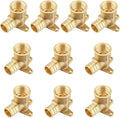 HeSun 10-Pack PEX Fittings, 3/4" PEX x 1/2" Female NPT, Brass Crimp Drop Ear Elbow Fitting, ASTM F1807