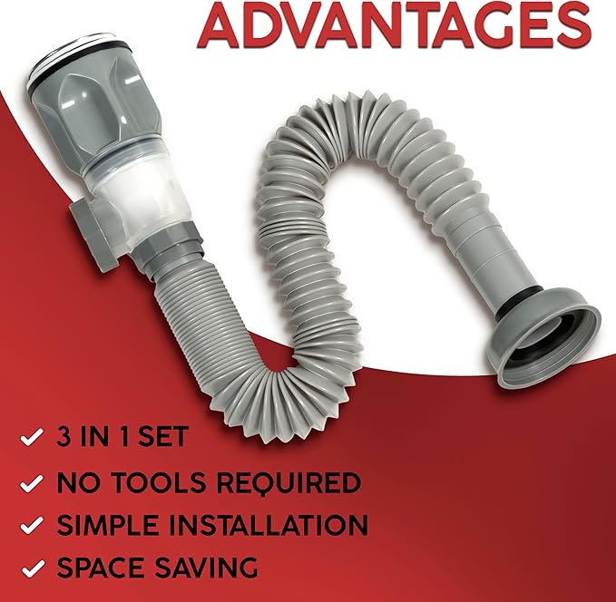 Bathroom Sink Drain Kit, Bathroom Sink Drains with Expandable & Flexible P Trap, Suitable for 1-1/4'' or 1-1/2'' PVC Drain Pipe