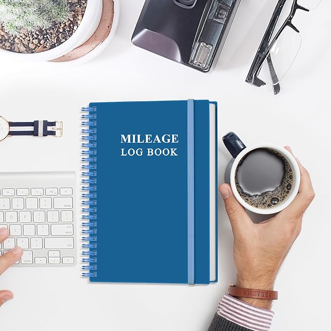 Mileage Log Book for Car - Vehicle Maintenance Log Book, Mileage Log Book for Business, Track Mileage, Expenses, Gas Consumption, Lubrication, Repairs & Accessories, 5.8" x 8.3", Blue