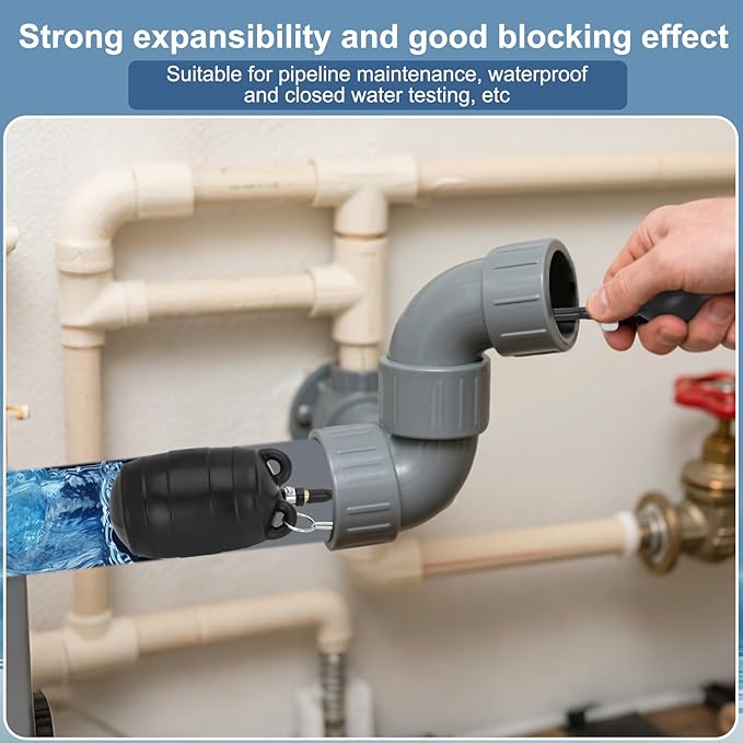 3in Sewer Test Plug, Water Proof and Closed Water Test Inflatable Pipe Plug with Inflatable Bag