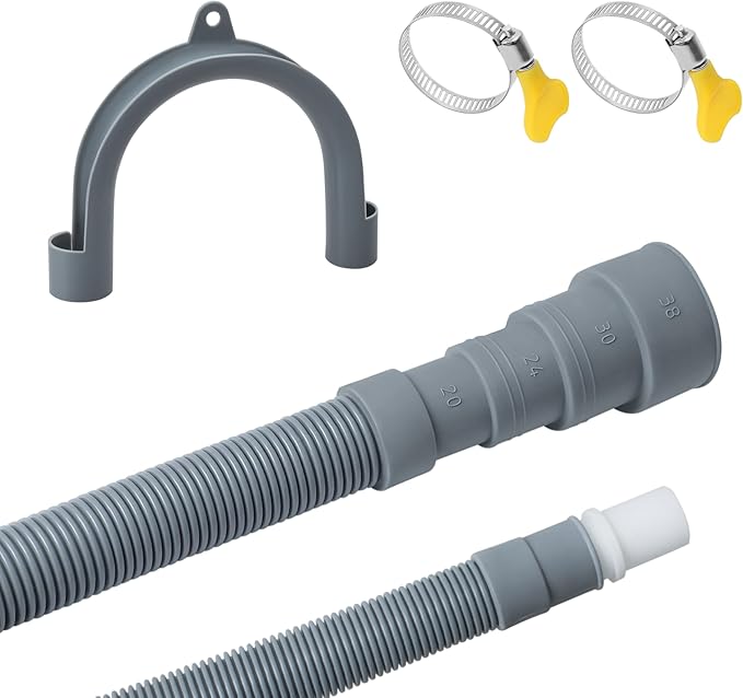 10 Feet Washing Machine Drain Hose, Universal Drain Hose Extension Kit for Washer, Dishwasher, Dehumidifier, Flexible Discharge Hose for LG/GE/Samsung, Fit up to 1-1/2 Inch Drain Outlets