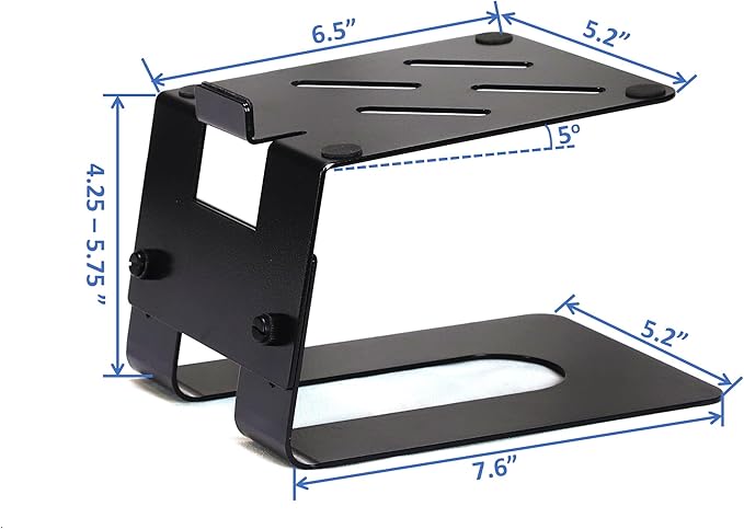 AEONS Professional Metal Desktop Speaker Stands Pair | Inclined Height Adjustable Vibration Absorption | Better Audio for Medium Small Bookshelf Computer Gaming Speakers, Studio Monitor Stand, Black