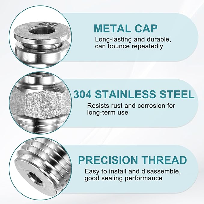 HARFINGTON Push to Connect Fittings 5/32" Tube OD x 1/4" NPT Thread Male Straight Union Fittings 304 Stainless Steel Quick Connect Pneumatic Accessories for Trailers Air Brake System