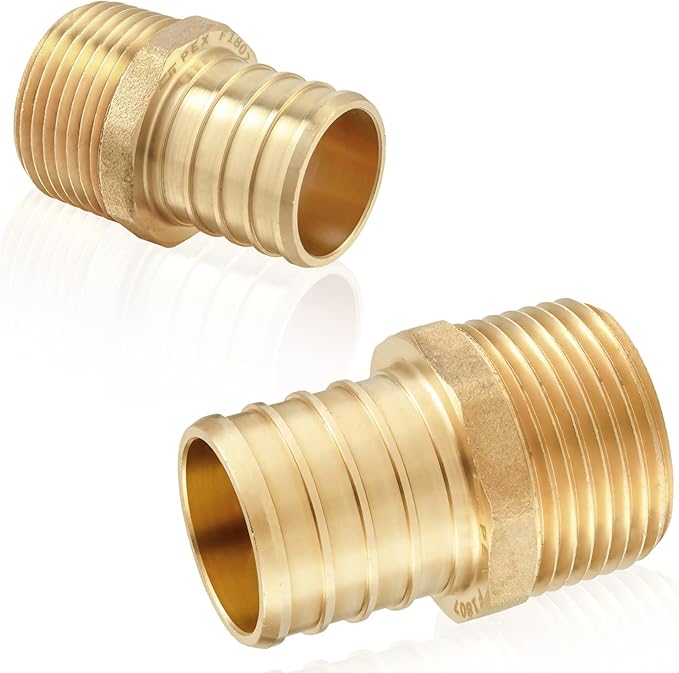100-Pack HeSun PEX Fittings, 3/4" PEX x 1/2" Male NPT, Brass Crimp Male Adapter Fitting for ASTM F1807(PEX1807027-100)