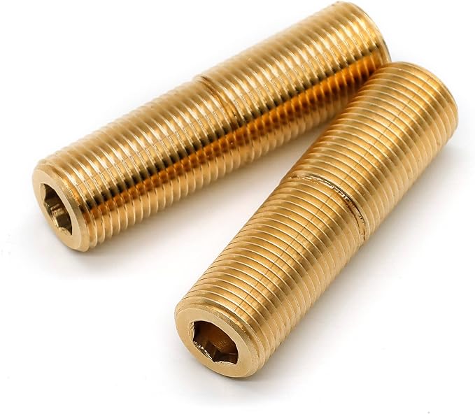 (2 pcs) Brass Pipe Adapter Plumbing, G Thread 1/2" Male to NPT Thread 1/2" Male Pipe Fitting Adapter, 3 inch Length, Seamless and Leakproof (3" Length)