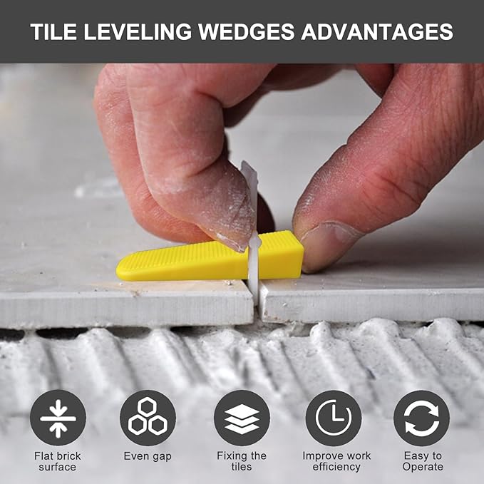 Tile Leveling Wedges 1260 pieces Reusable Tile Leveler System for 1/8" 1/12" 1/16" 1/32"tile Spacers, Tile Leveler clips Tools Wall Floor Tile Stone Installation