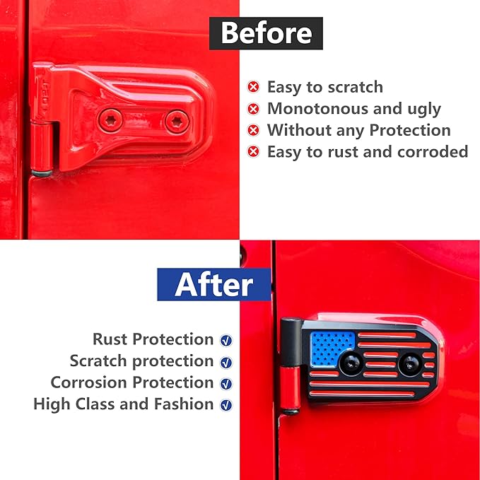 JL Door Hinges for Jeep, Replacement Original Factory Door Hinge Sleeve for 2018-2025 Jeep Wrangler JL JLU Sports Sahara Rubicon Gladiator JT Accessories 4 Door, Aluminum,8 Pcs, Black Color