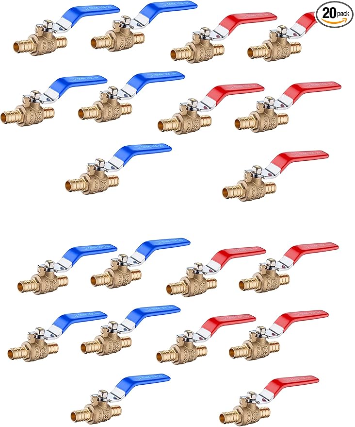 (Pack of 20) EFIELD 3/4 Inch Pex Brass Full Port Shut-off Ball Valve for Hot and Cold, Potable Water, UPC Certified,(VALVE013-20PCS)