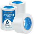 SPARTAN INDUSTRIAL - 3" X 30 yd Water-Resistant White Tape - 6 Heavy-Duty Duct Tape Rolls for Indoor and Outdoor Use - No Residue, 9 Mil