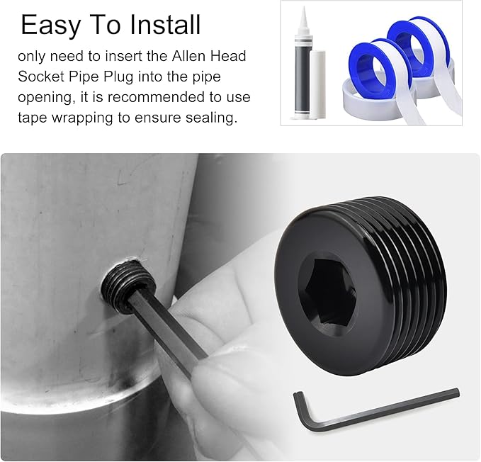 EVIL ENERGY 3/4" NPT Plugs Aluminum Socket Allen Head Black, Pack of 2