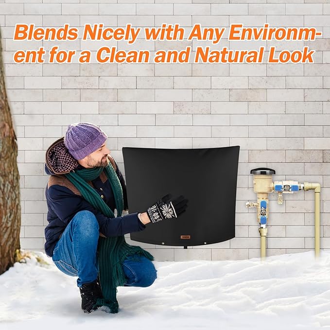 Backflow Preventer Pipe Insulation Cover (5°F) - Irrigation Sprinkler Valve Insulated Pouch - Water Well Pump Cover - Sturdy 5 Layers for Winter Freeze Protection, 30" W x 24" H, Black