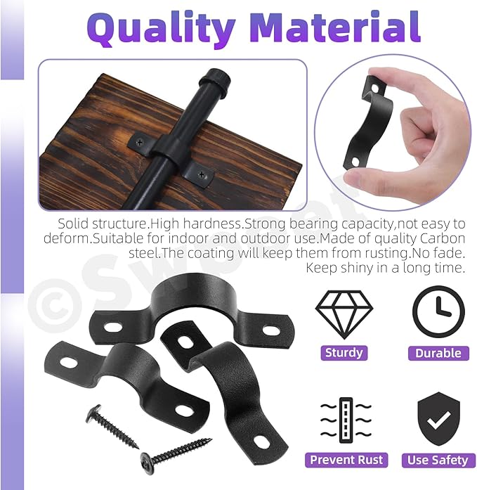 Swpeet 10Pcs 25mm Two Hole U Bracket Clamp with 20Pcs Self-tapping Screws Kit, U-Clamps, Metal Pipe Clamps, Pipe Strap Clamps, Conduit Clamps, Tension Clips for Fixing Pipe or Cable