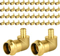 50-Pack HeSun Copper Press Fitting Elbow, 3/4" PRESS X 1/2" PEX F1807 Crimp Elbow, LF Brass
