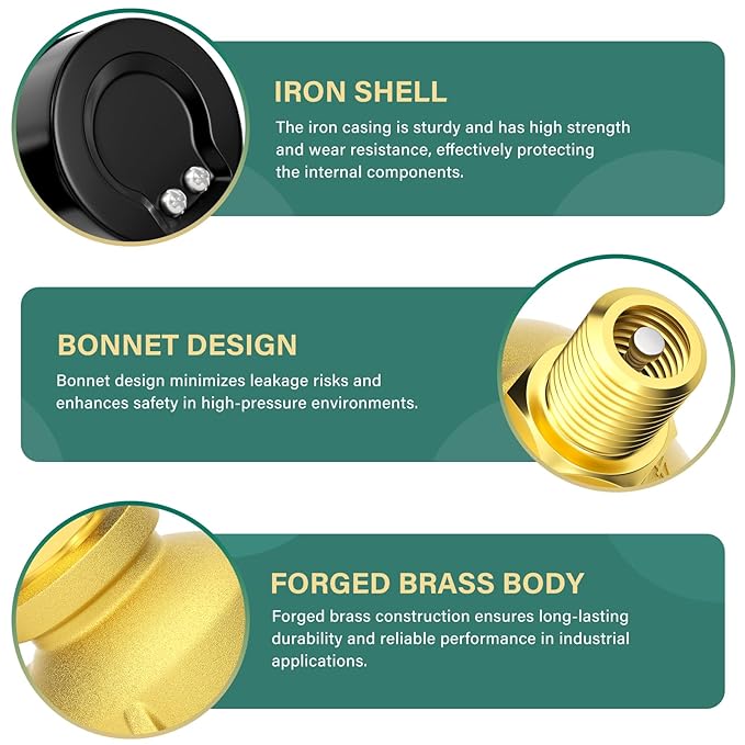 0-30PSI Air Test Pressure gauges, 2" Double Graduated Dial, 3/4" FNPT Forged Brass Bell Shape Body Assembly, 1/8" NPT Air Bleeding Valve, for Pressure Testing on Home Gas Line