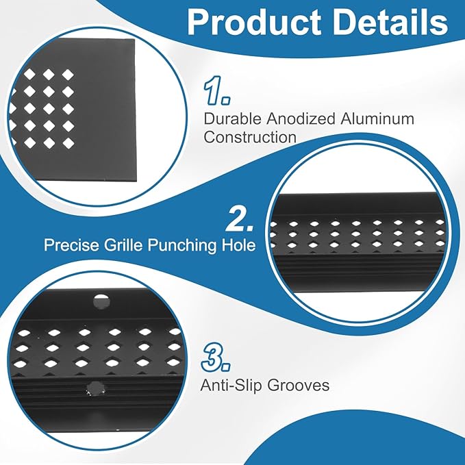 PATIKIL 10 x 2 Inch Door Air Vent Cover, 3 Pcs Aluminum Grille Ventilation Cover Louvered Diamond Hole with Mounting Screws for Cabinet Wardrobe Ceiling Door, Black