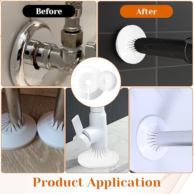 6 PCS Plumbing Cover Plates, 2 Size, Plastic Escutcheon Plate Flange Pipe Covers Larger Trim Rings Plastic Radiator Escutcheon Water Pipe Cover for Bathroom (Apply 0.4" to 1.14"/1.18" to 2.16")