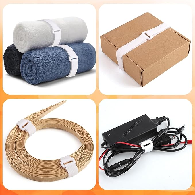 32Ft x 0.8In adjustable Cable Straps with Buckles, Free Cut Length, Reusable Fastening Cable Ties, Hook and Loop Securing Strap for Cable Tidy, Wire Management, Cord Organiser, white