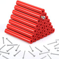 64 Pieces Electrical Outlet Spacers Electrical Outlet Box Extender Kit Includes 16 Pcs 3 Inch Switch and 48 Pcs 1-1/2 Inch 6-32 Thread Flat Head Device Mounting Long Screws (Red)