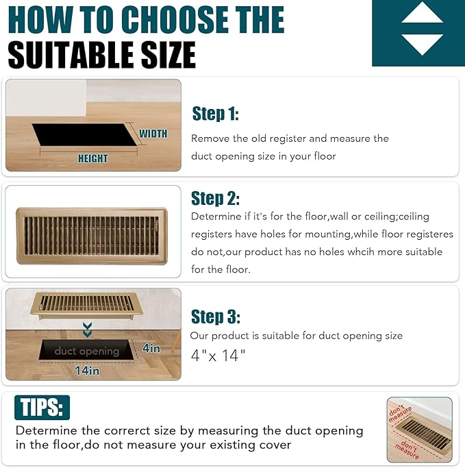 VOISEN Floor Register 4x14, 2 Pack Floor Vent Covers, Steel Adjustable Air Supply Grille Register Vent Cover Grill for Sidewall and Floor, Vent Covers for Home Floor,Brown