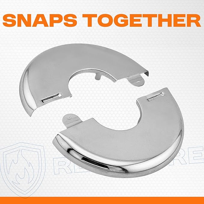 Retrofit Fire Sprinkler Escutcheon Cover Plate 3/4" IPS - Flat 2 Piece Stainless Round Split Flange for Easily Covering Gaps Between Fire Sprinkler Pipe and Ceiling or Wall - 12 PK