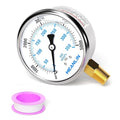 MEANLIN MEASURE 0~5000Psi Liquid Filled Pressure Gauge 1/4" NPT 2.5" FACE DIAL Stainless Steel Glycerin Filled WOG Water Oil Air Lower Mount (with 2PCS Snaps)