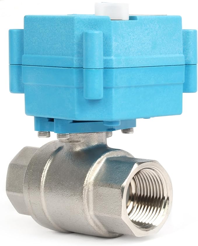U.S. Solid 3/4 inch NPT 304 Stainless Steel Motorized Ball Valve - Plastic Electrical Ball Valve, 2 Wire Auto Return, AC 110~230V, Normally Closed, IP67, NSF Certified