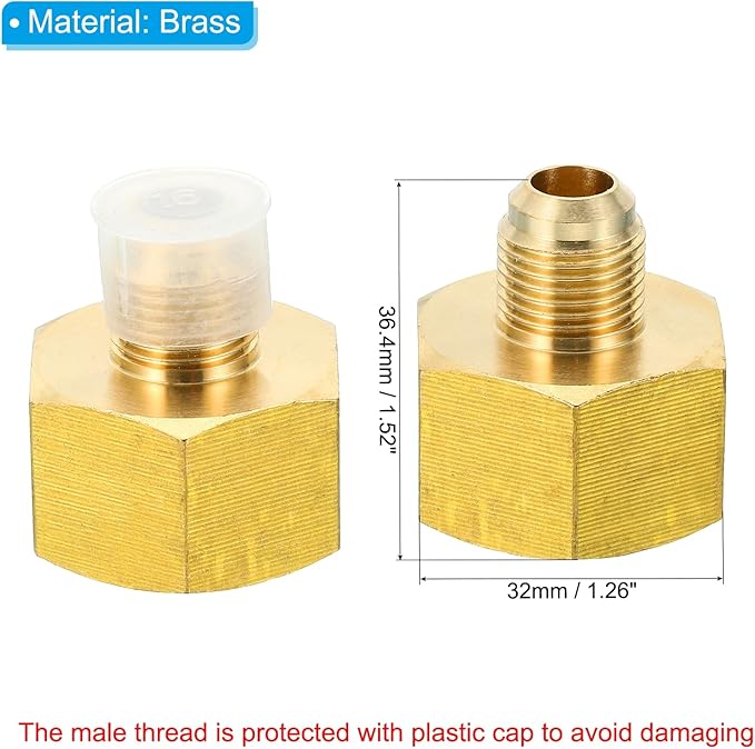 Patikil 3/4 Inch Female to 3/8 Inch Male Flare Brass Adapter, Flare Fitting for Air, Gas Line and Refrigeration, HVAC