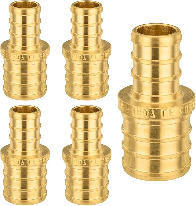 5-Pack PEX Fittings Niikappu 3/8"x1/2" Pex Straight Coupling, Brass Crimp Pipe Fittings for PEX Pipes, ASTM F1807