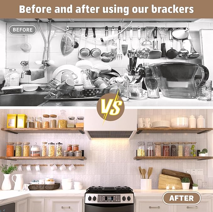 Countertop Support Bracket 20 Inch 3 Pack Countertop Bracket for Granite 3/8" Thick 20"x8"x2.5" Heavy Duty L Brackets Shelf Brackets Metal Corbels for Quartz/Granite/Wood/Concret/ Laminate Countertops