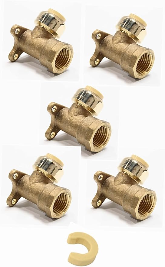 (Pack of 5) EFIELD 3/4" Push-fit x 1/2" Female NPT Drop-ear Elbows with Disconnection Clip,(PF074-5PCS)