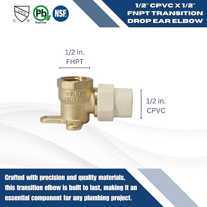 XFITTING 1 Piece 1/2 in Female NPT x 1/2 in CPVC Drop Ear Elbow