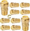 10-Pack HeSun Pushfit Male Adapter, 1/2" MNPT x 1/2" Push to Connect Plumbing Fittings with Disconnect Clip, Brass Push-fit Fittings for PEX, Copper, CPVC, PE-RT Pipes(PF021)